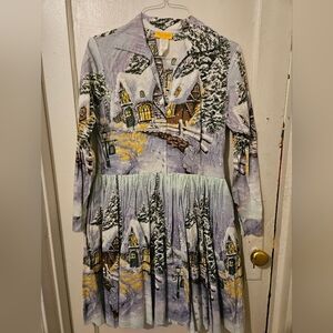 Bernie Dexter Winter Wonderland Cabin Dress XL EUC